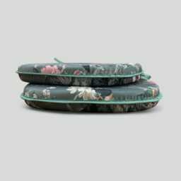 Velvet D-Shaped Seat Pad - Chinoiserie Floral Chair Cushion - thumbnail 2