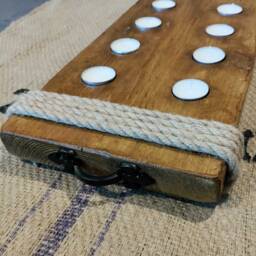 Pinewood Tealight Candle Board With Jute Rope Bumpers & Metal Handles - thumbnail 2