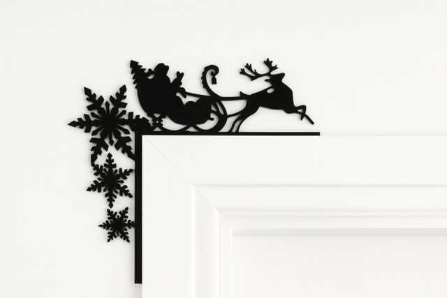 Santa Sleigh & Reindeer Decoration, Christmas Door Frame Fathers Ornament, Holiday Decor, Xmas Home Decor Ideas - image 1
