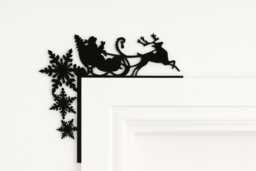 Santa Sleigh & Reindeer Decoration, Christmas Door Frame Fathers Ornament, Holiday Decor, Xmas Home Decor Ideas - thumbnail 1