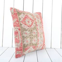 Vintage Turkish Kilim Pillow Cover 16x16 Bohemian Cushion - thumbnail 2