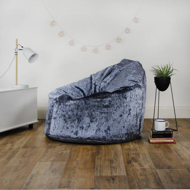Crushed Velvet Bean Bag Chair Handmade Adult & Kids Seating - image 1