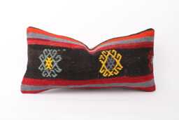 Bohemian Kilim Lumbar Pillow Cover Ethnic Sofa Cushion - 12x24 - thumbnail 1