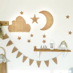 Wicker Moon Wall Hanging Boho Nursery Decor - thumbnail 1