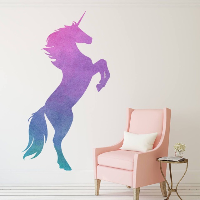Unicorn Wall Decal - Girls Nursery Decor Bedroom Magical Watercolor Vinyl Art