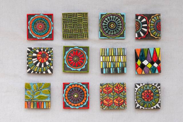 Bright Wall Art Tiles - One - Choose From 12 Patterns Mounted Tile Made To Order Modern Multi - image 1