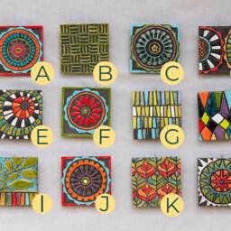 Bright Wall Art Tiles - One - Choose From 12 Patterns Mounted Tile Made To Order Modern Multi - thumbnail 2