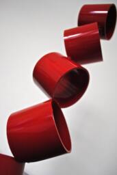Reclaimed Metal Abstract Sculpture Red Gloss Finish, Mid-Century Modern Table Decor