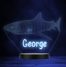 3D Effect Shark Sealife Personalised Gift Colour Changing Led Lamp Night Light - thumbnail 1