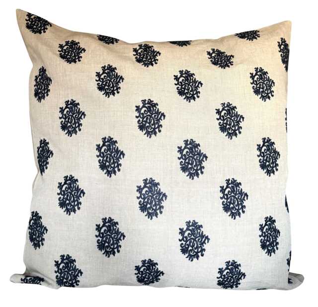 Ralph Lauren Delphine Blue Books Embroidery Extra Large Cushion Cover - image 1