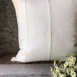 stonewashed Linen Pillow Cases in Off White With Double Decorative Seam/Decorative Cushion Covers/Linen Sham Hidden Zipper - thumbnail 3