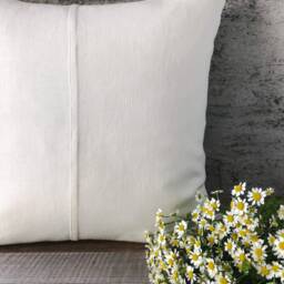 stonewashed Linen Pillow Cases in Off White With Double Decorative Seam/Decorative Cushion Covers/Linen Sham Hidden Zipper - thumbnail 2