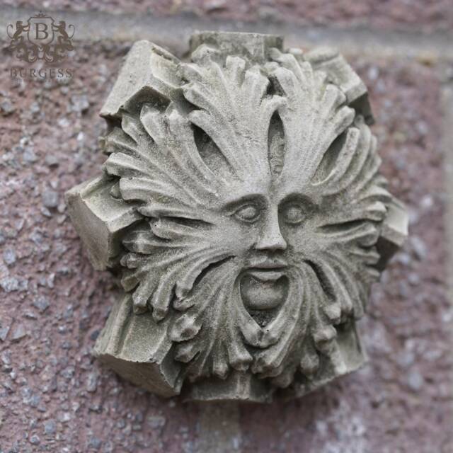 Cathedral Green Man Stone Hanging Plaque - Outdoor Bacchus Statue Garden Ornament Celtic Woodland Gift - image 1