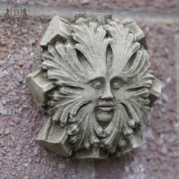 Cathedral Green Man Stone Hanging Plaque - Outdoor Bacchus Statue Garden Ornament Celtic Woodland Gift - thumbnail 1