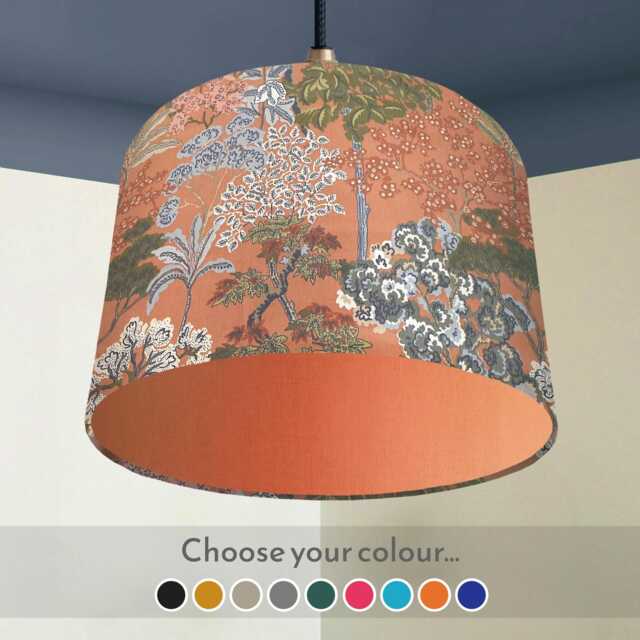 Botanical Lampshade Orange Tree Print, Handmade Light Shade - image 1