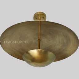 Raw Brass Sputnik Chandelier Mid-Century Modern 3-Light Fixture - thumbnail 2