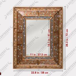 Peruvian Accent Mirror Wall Art, Gold Mirror For Wall Decor, Large Vanity From Peru, Painting On Glass With Gold Wood Framed - thumbnail 4
