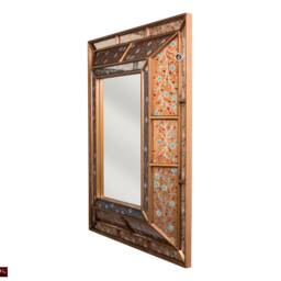 Peruvian Accent Mirror Wall Art, Gold Mirror For Wall Decor, Large Vanity From Peru, Painting On Glass With Gold Wood Framed - thumbnail 3
