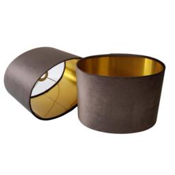 Oval Brown Lampshade in Velvet With Gold Lining