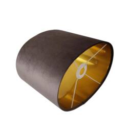 Oval Brown Lampshade in Velvet With Gold Lining - thumbnail 2