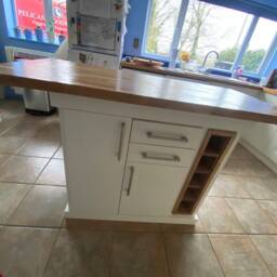 The Hereford Kitchen Island Oak Top, Farrow & Ball Finish, Wine Rack, Cupboards - thumbnail 3