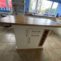 The Hereford Kitchen Island Oak Top, Farrow & Ball Finish, Wine Rack, Cupboards - thumbnail 2