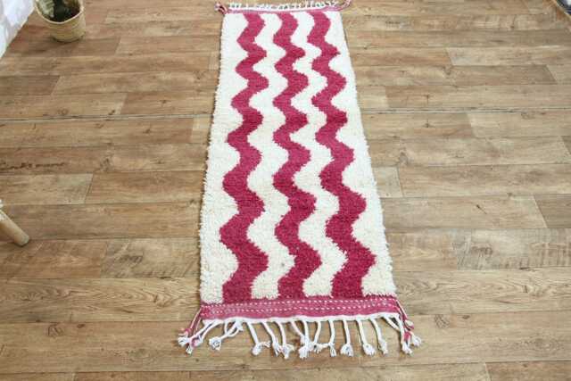 Pink Handmade Wool Berber Runner Rug Custom Moroccan Design - image 1