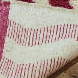 Pink Handmade Wool Berber Runner Rug Custom Moroccan Design - thumbnail 2