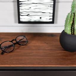 Black Floating Bedside Table With 1 Old Wooden Box - thumbnail 3