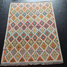 Kilim Rug Classic, Handmade Artisan Afghan Turkish Aztec Sheep Natural Wool 210x155 cm - thumbnail 1