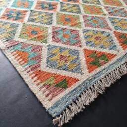Kilim Rug Classic, Handmade Artisan Afghan Turkish Aztec Sheep Natural Wool 210x155 cm - thumbnail 2