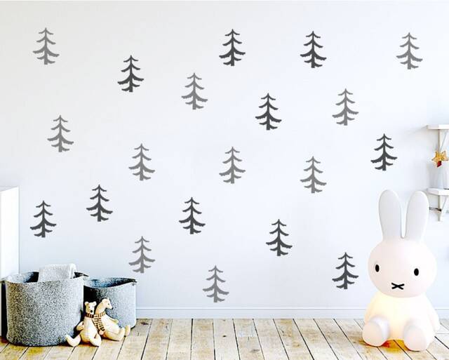 Scandinavian Pine Tree Wall Decals Woodland Nursery Decor - image 1