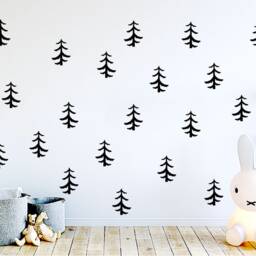Scandinavian Pine Tree Wall Decals Woodland Nursery Decor - thumbnail 4