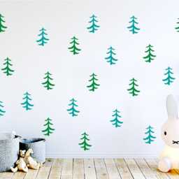 Scandinavian Pine Tree Wall Decals Woodland Nursery Decor - thumbnail 3