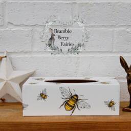 Bees Lots Of Bumble Bees Decoupaged Wooden Tissue Box Cover Ideal Gift - thumbnail 2