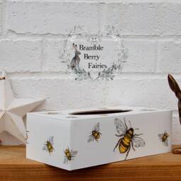 Bees Lots Of Bumble Bees Decoupaged Wooden Tissue Box Cover Ideal Gift - thumbnail 3