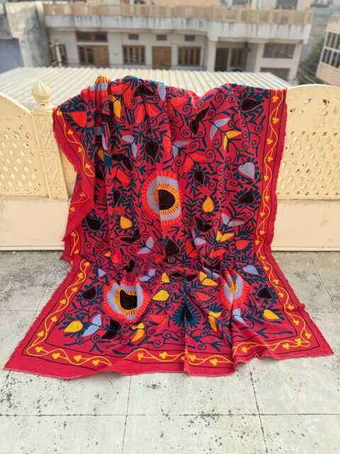 Artisan Cotton Suzani Quilt - Hand-stitched Ethnic Patterns, Bohemian Throw Blanket, Reversible Bedding - image 1