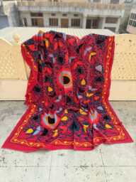 Artisan Cotton Suzani Quilt - Hand-stitched Ethnic Patterns, Bohemian Throw Blanket, Reversible Bedding - thumbnail 1