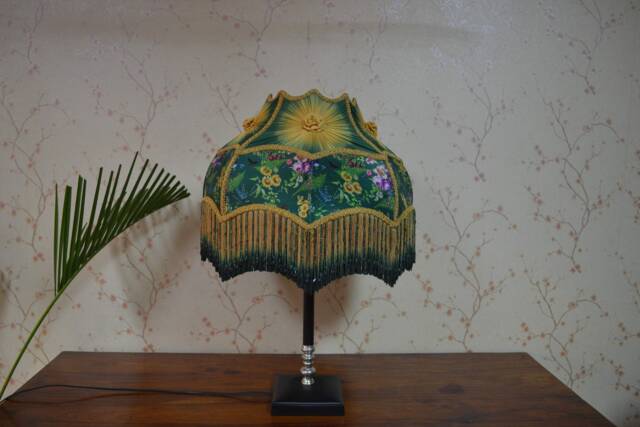 Handmade Scalloped Lampshade Victorian Secret Garden Print With Fringe Etsy - image 1