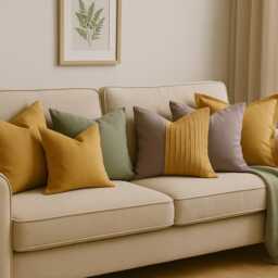 Handmade Mustard Linen Pillow Cover Flange Edge Throw Cushion - thumbnail 3