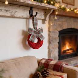 Knitted Wreath Ornament For Christmas Traditional Holiday Decor Gift - Tartan Choice - thumbnail 2