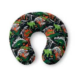 Dinosaur Rawr Print Nursing Pillow Cover - Dino Skeletons Green Orange Black - thumbnail 1
