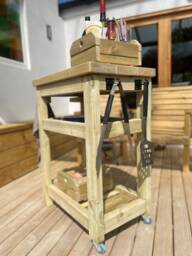 Outdoor Wooden Barbecue Pizza Trolley Table