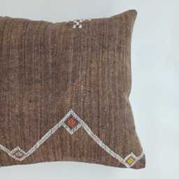 Moroccan Cactus Silk Cushion Cover, Handmade Charcoal Brown Sabra Throw Pillow, Scatter 20''x20''/50x50 cm - thumbnail 2