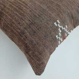 Moroccan Cactus Silk Cushion Cover, Handmade Charcoal Brown Sabra Throw Pillow, Scatter 20''x20''/50x50 cm - thumbnail 3