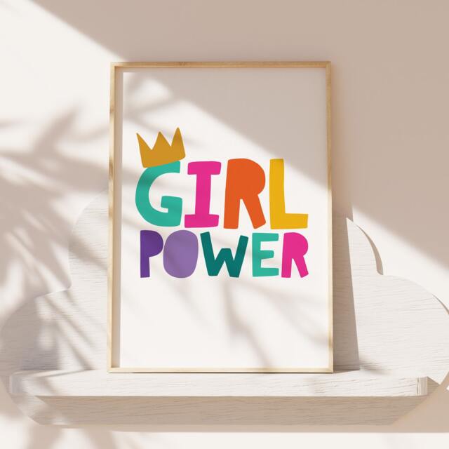 Girls Power Print, Pink Teal, Bedroom Decor, Posters, Motivational Wall Art, Girl Nursery Prints, Playroom - image 1