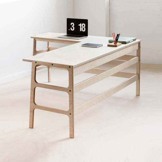 Large L-Shaped Corner Desk, Extra Deep Office Reversible, Mid-Century Modern Home - image 1