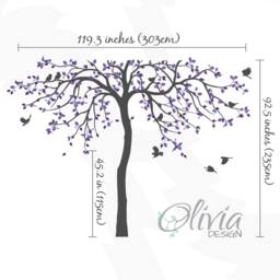 Baby Nursery Tree Wall Decal Huge Kids Room Leaves & Birds Decor Large Mural Whimsical Sticker - Nt033 - thumbnail 3