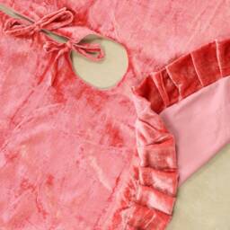Pink Velvet Christmas Tree Skirt, Luxury Plush Fur Skirt With Ruffle, Xmas Decoration Holiday Party Decor, Home Decor - thumbnail 4