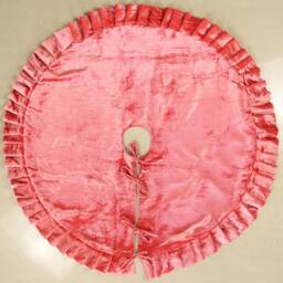Pink Velvet Christmas Tree Skirt, Luxury Plush Fur Skirt With Ruffle, Xmas Decoration Holiday Party Decor, Home Decor - thumbnail 2